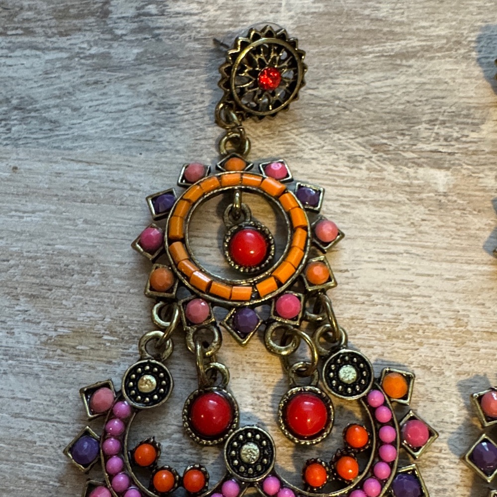 Colorful Bohemian Chandelier Earrings - Picture 5 of 5